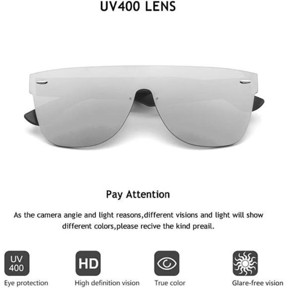 Square Rimless Sunglasses For Women Men Stylish Mirror Lens Eyewear - Picture 2 of 6